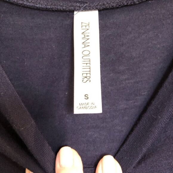 ZENANA - NWOT - L Sz Small - Short-Sleeve Tunic-Length Top w/Peplum in Navy Blue - Picture 3 of 12